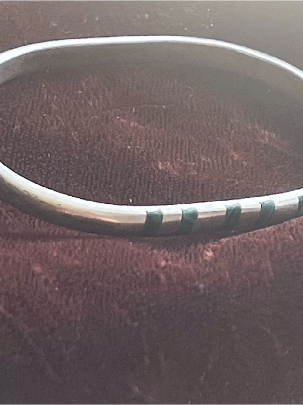 MEMCOS Mexico Malachite Gemstone Sterling Silver 925 Hinged Bangle Bracelet 24g